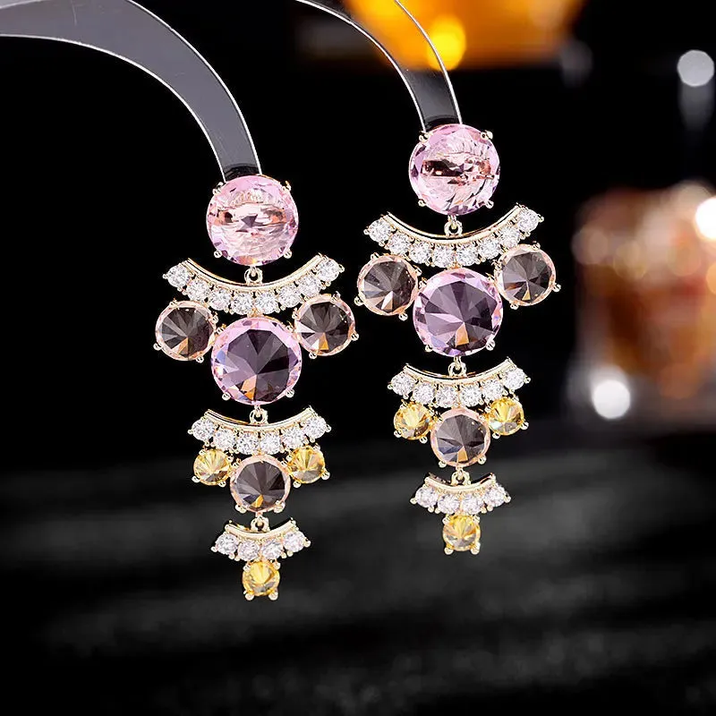 New Cubic Zirconia Ice Flower Zircon Earrings Banquet Dress Bridal Wedding Jewely  LYI051