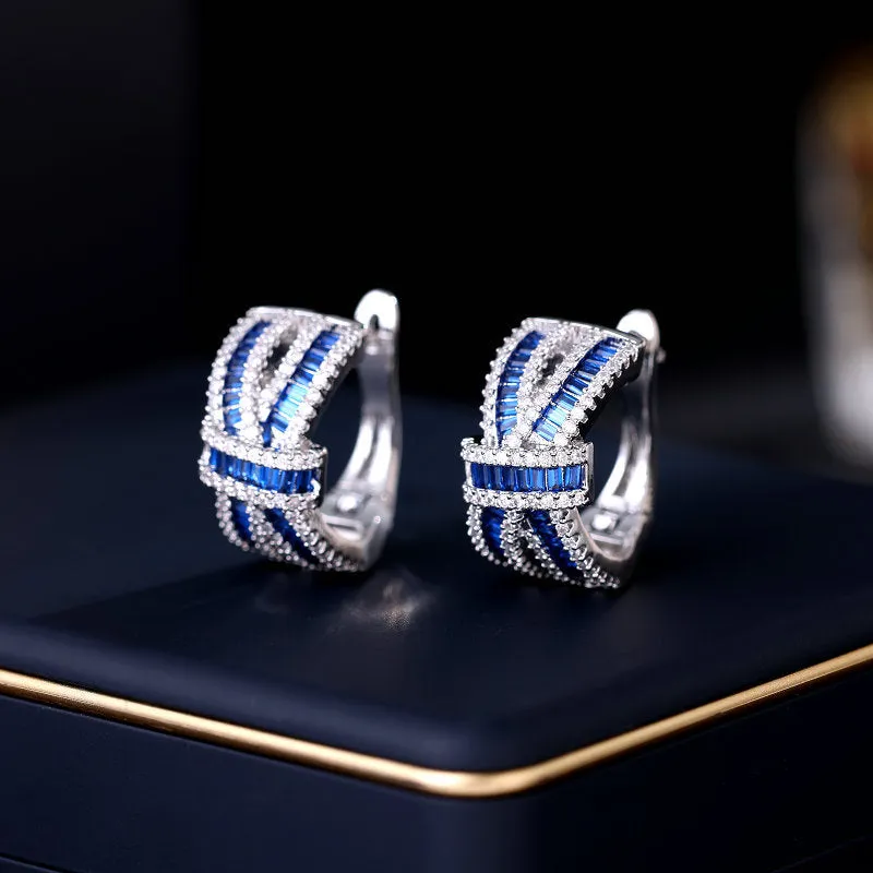 New style niche temperament earrings wholesale designer ear buckle high-grade zircon inlaid bow hoop earrings