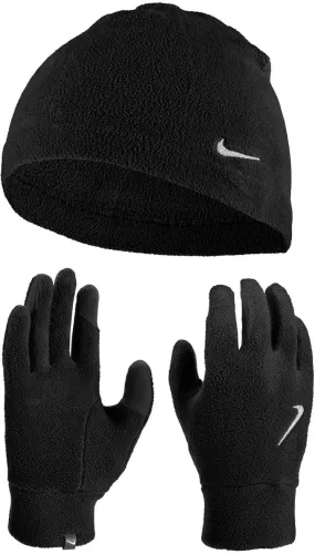 Nike Fleece Mens Hat And Glove Set - Black