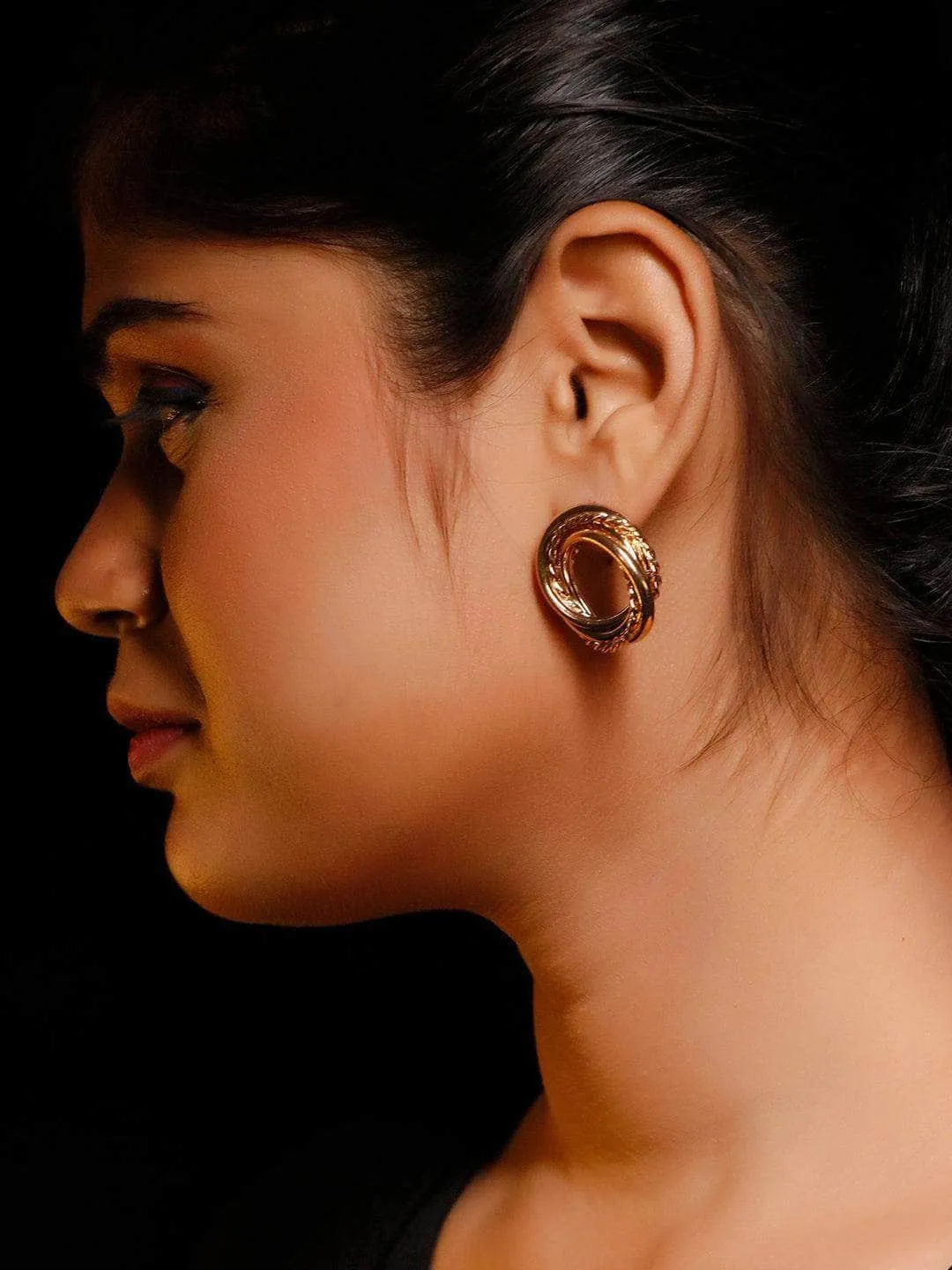 Nikki Mehra In Twisted Stud Hoop Earrings