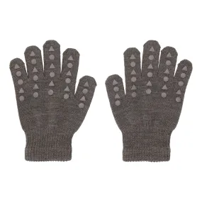 Non-Slip Grip Gloves for Babies and Toddlers - Merino wool- Brown Melange