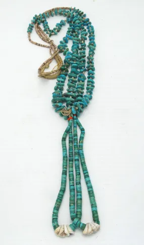 Older Navajo Turquoise Tab and Heishi Necklace with Jocla