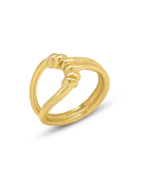 Open Knot Ring, 18K Gold Plated Stainless Steel Waterproof Statement Ring