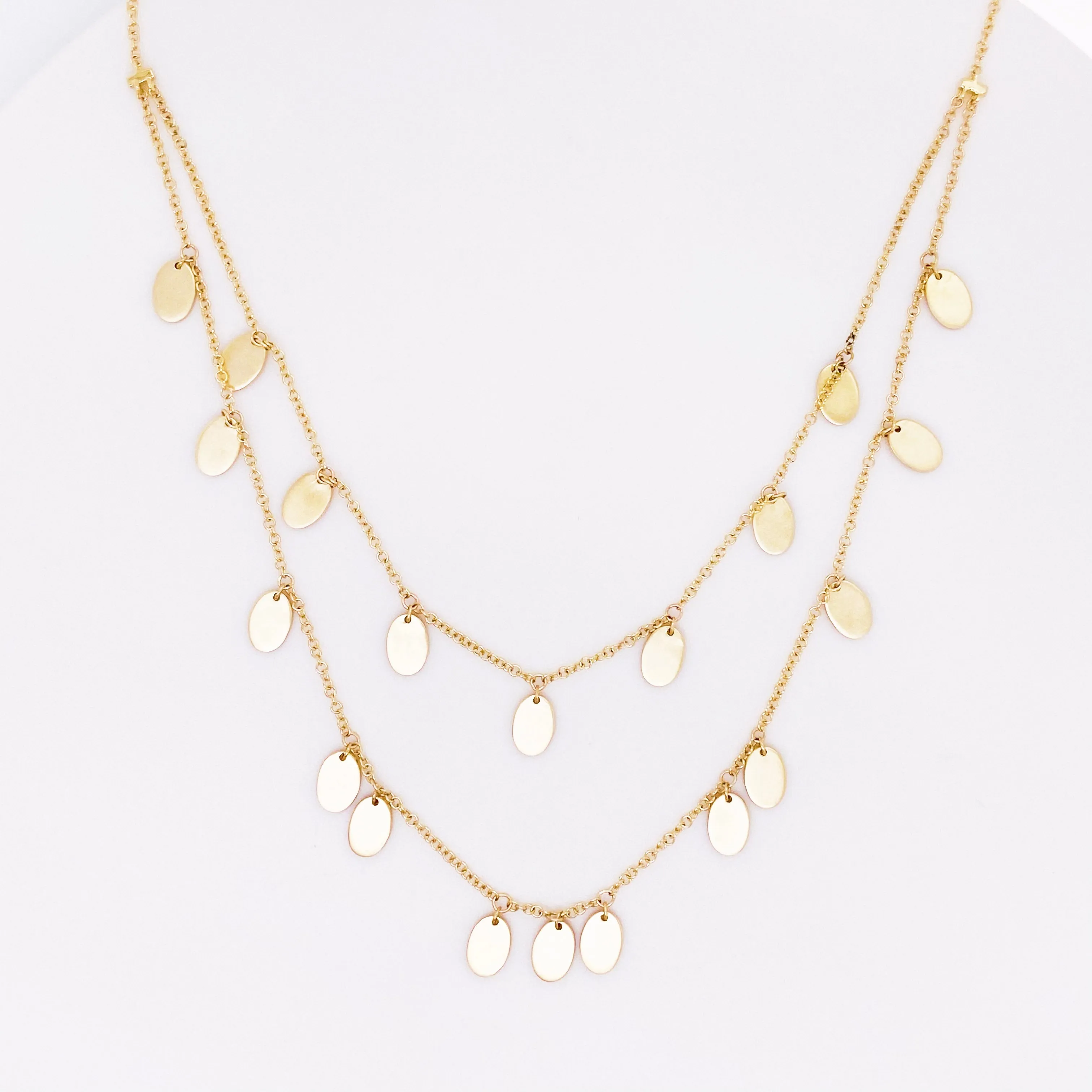 Oval Gold Charm Layered Necklace