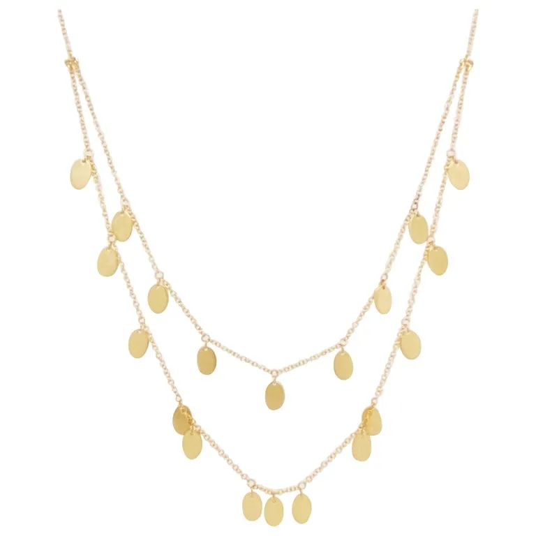 Oval Gold Charm Layered Necklace