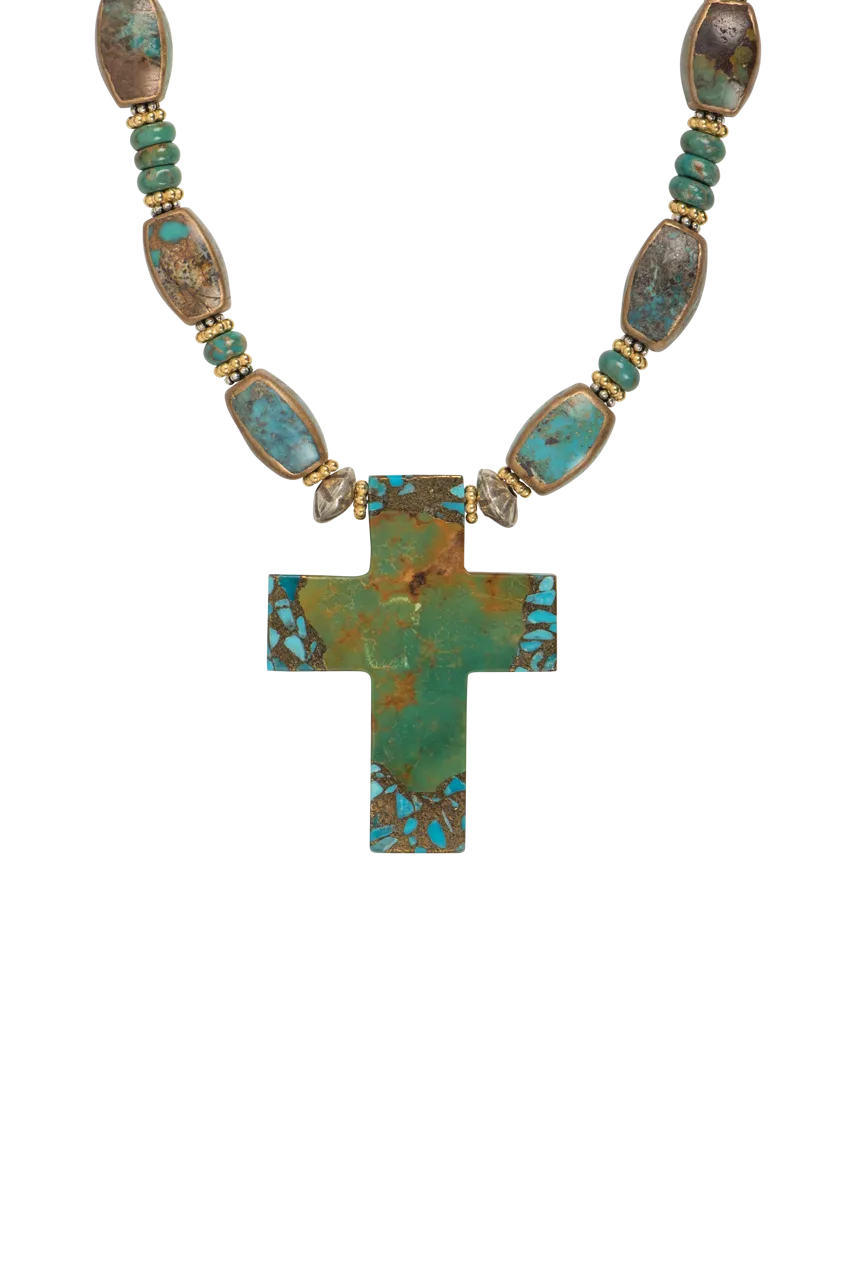 Paige Wallace Solid Turquoise Cross Necklace