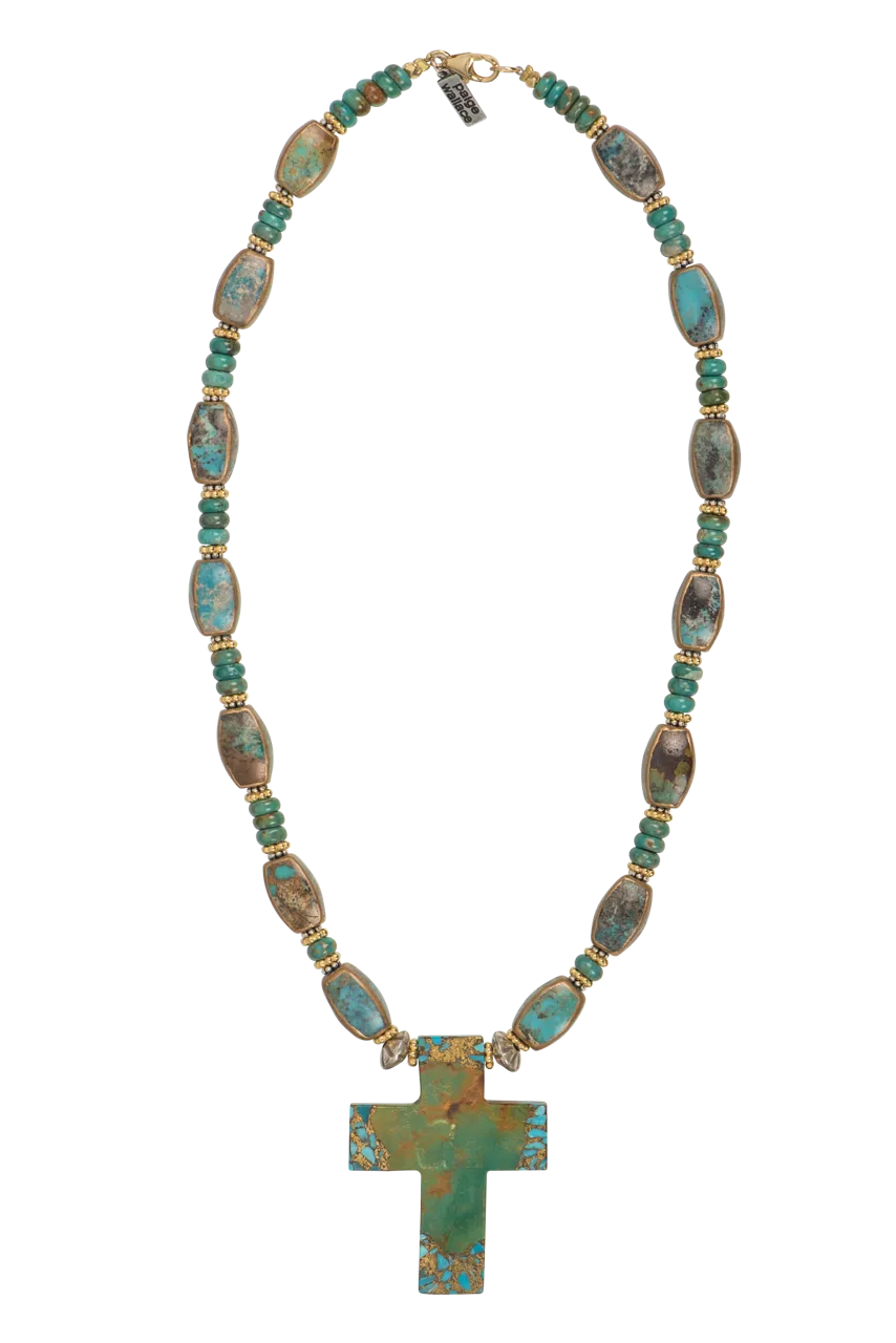 Paige Wallace Solid Turquoise Cross Necklace