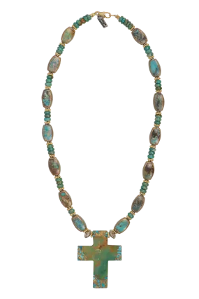 Paige Wallace Solid Turquoise Cross Necklace