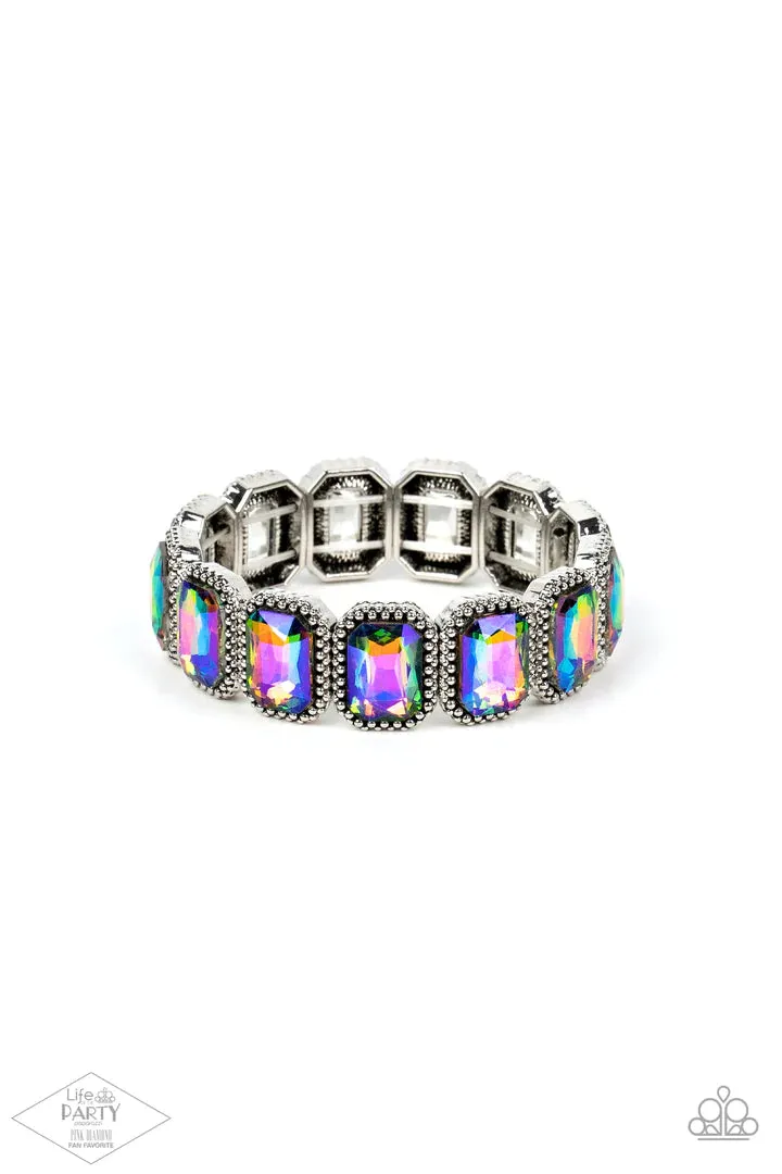 Paparazzi Studded Smolder - Multi Blue Oil Spill Bracelet - Life of the Party Pink Diamond