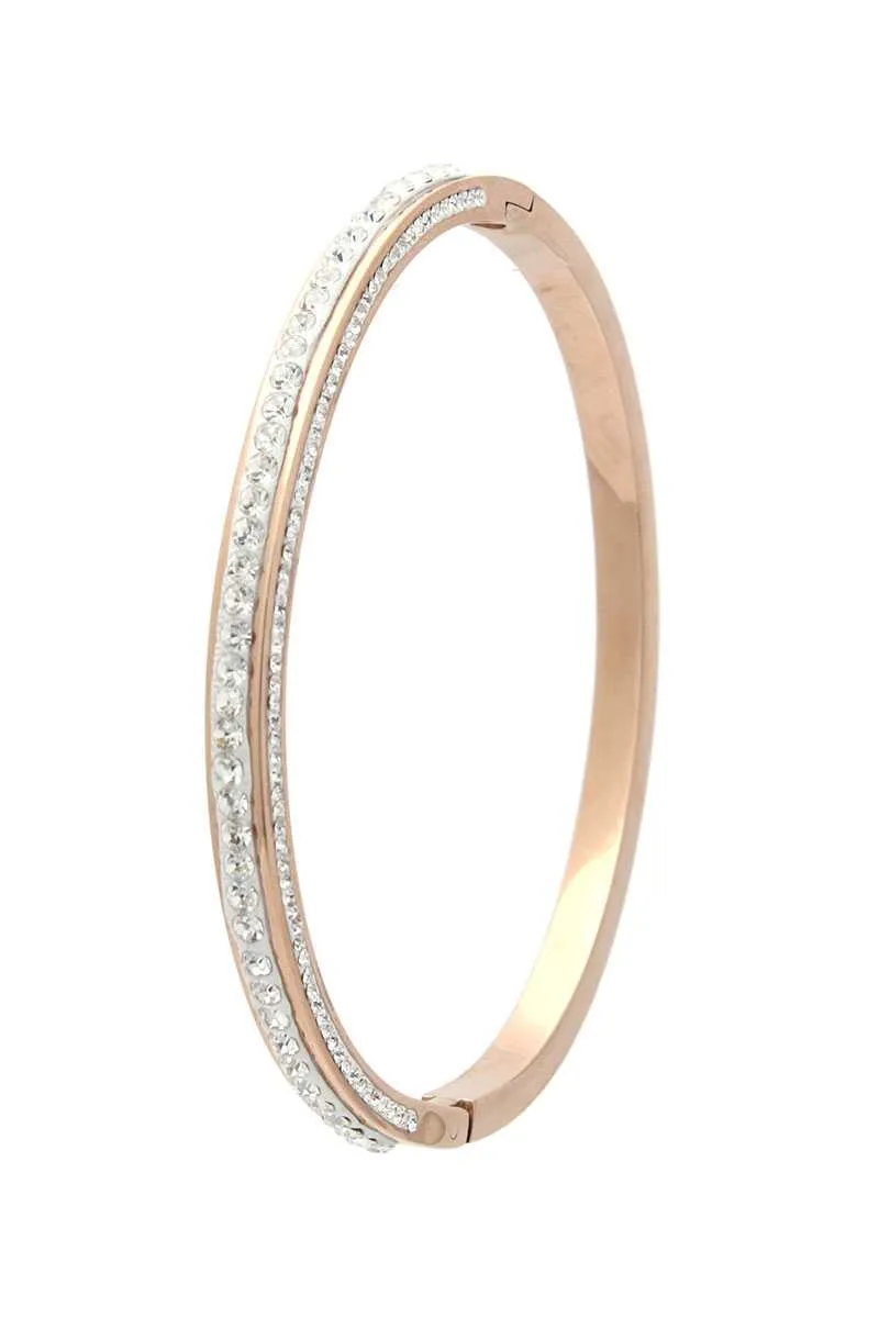 Pave Rhinestone Stainless Steel Bangle