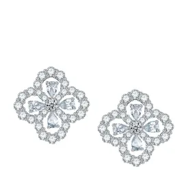 Pear Drop Zircon Clover Stud Earrings