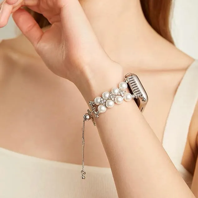 Pearl adorned Rhinestone Watch Band