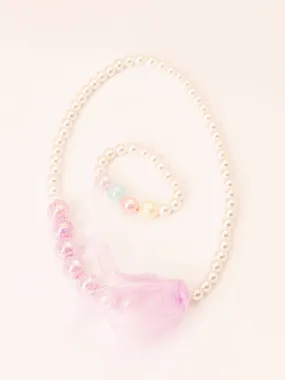 Pearl Necklace and Bracelet Set