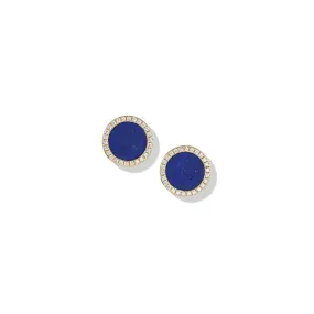 Petite DY Elements Stud Earrings in 18K Yellow Gold with Lapis and Pave Diamonds