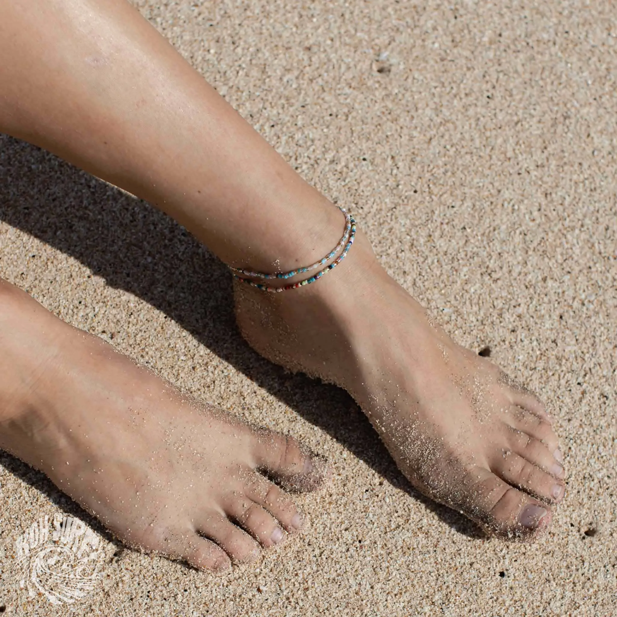 Pineapple Island -  Alila Dainty Beaded Anklet, Beach Anklet by Koh Surf: Pink