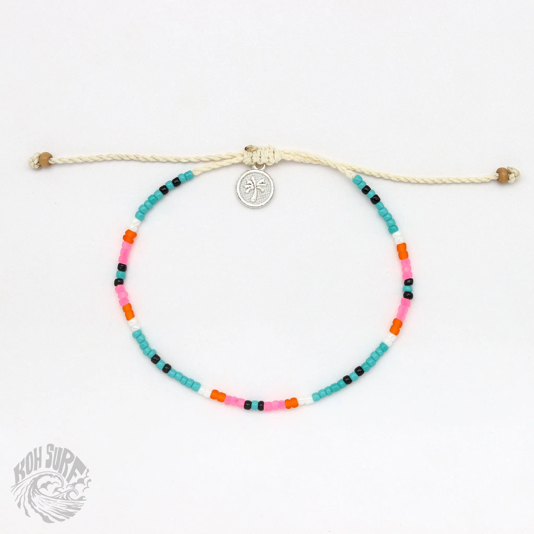 Pineapple Island -  Alila Dainty Beaded Anklet, Beach Anklet by Koh Surf: Pink