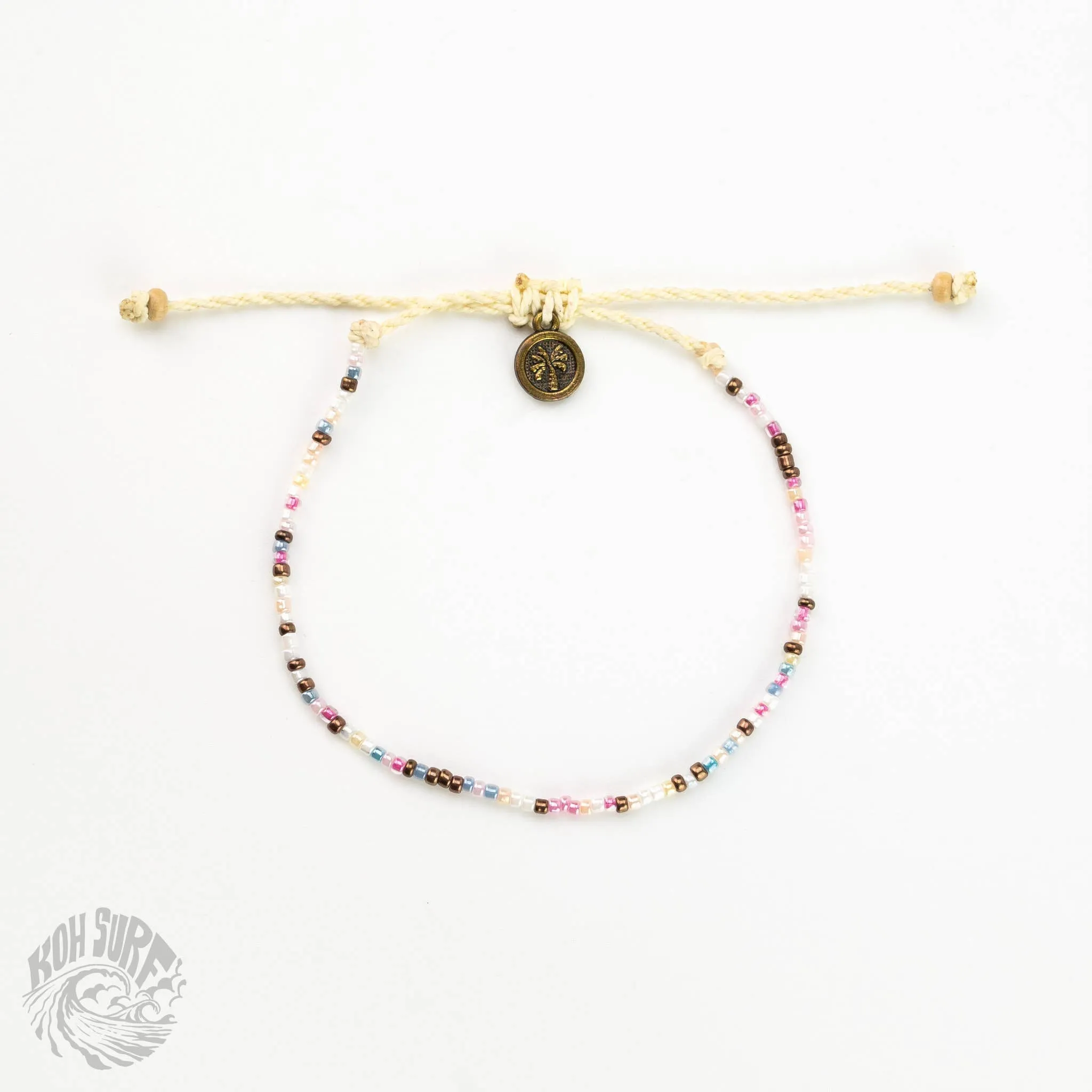 Pineapple Island -  Alila Dainty Beaded Anklet, Beach Anklet by Koh Surf: Pink