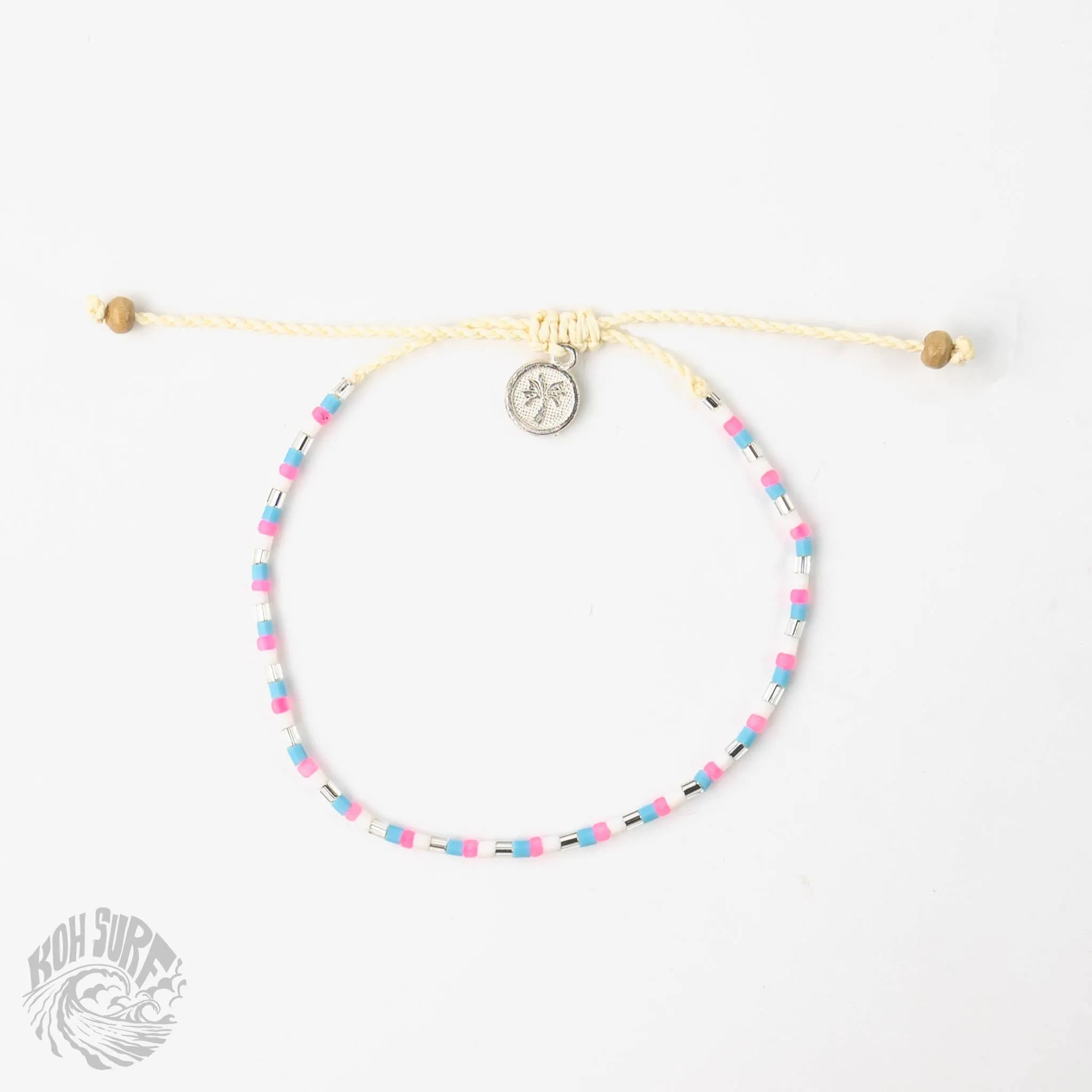 Pineapple Island -  Alila Dainty Beaded Anklet, Beach Anklet by Koh Surf: Pink