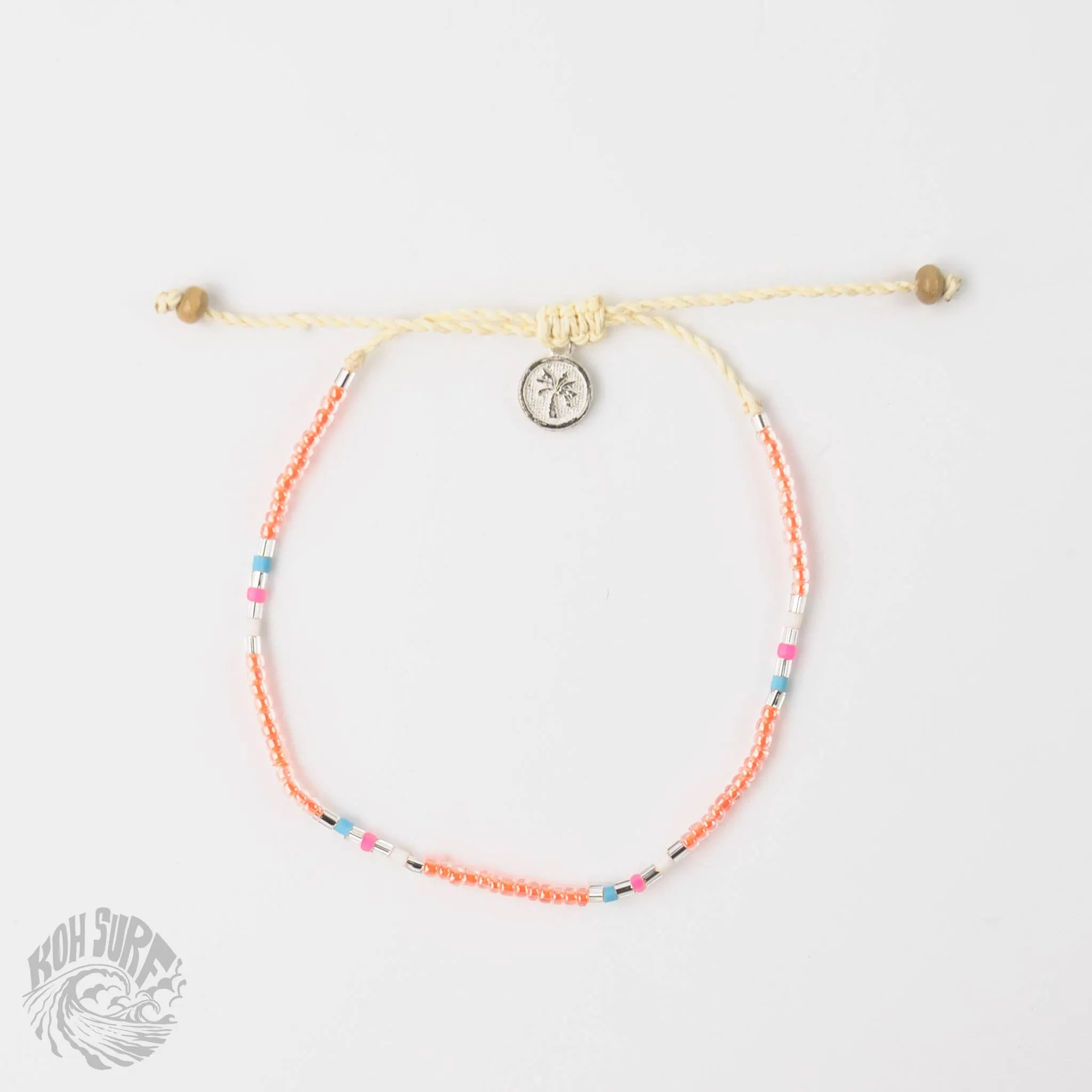 Pineapple Island -  Alila Dainty Beaded Anklet, Beach Anklet by Koh Surf: Pink