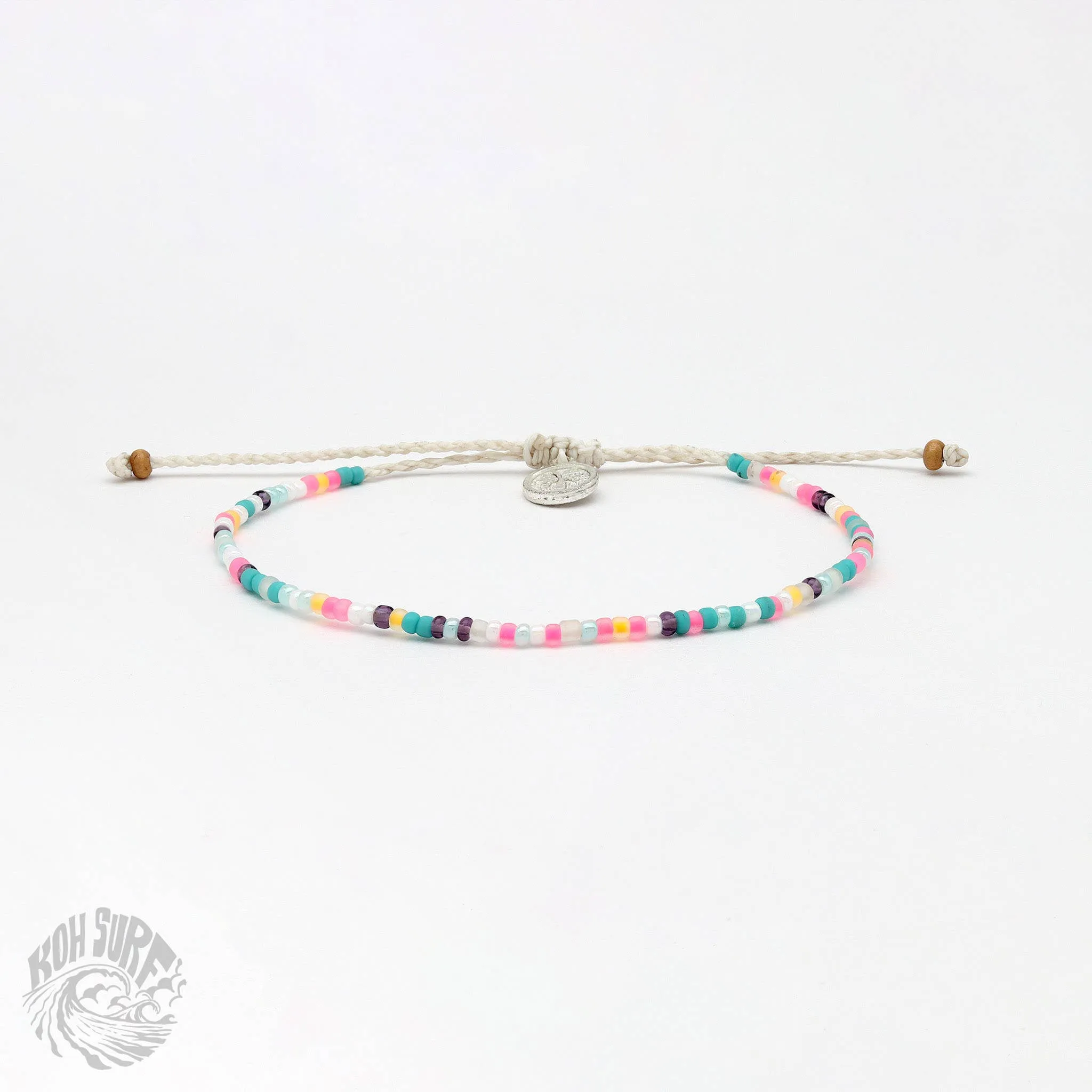 Pineapple Island -  Alila Dainty Beaded Anklet, Beach Anklet by Koh Surf: Pink