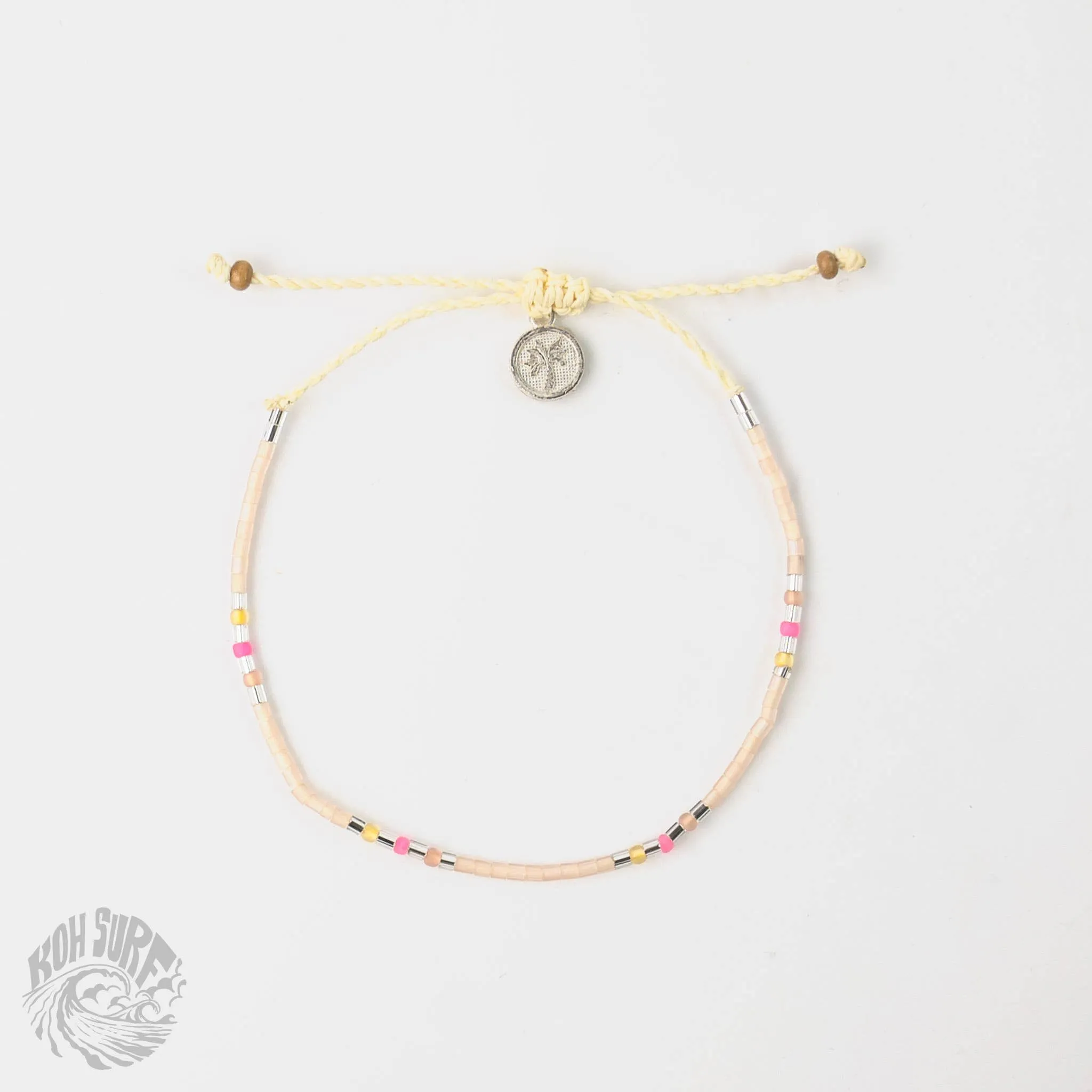 Pineapple Island -  Alila Dainty Beaded Anklet, Beach Anklet by Koh Surf: Pink