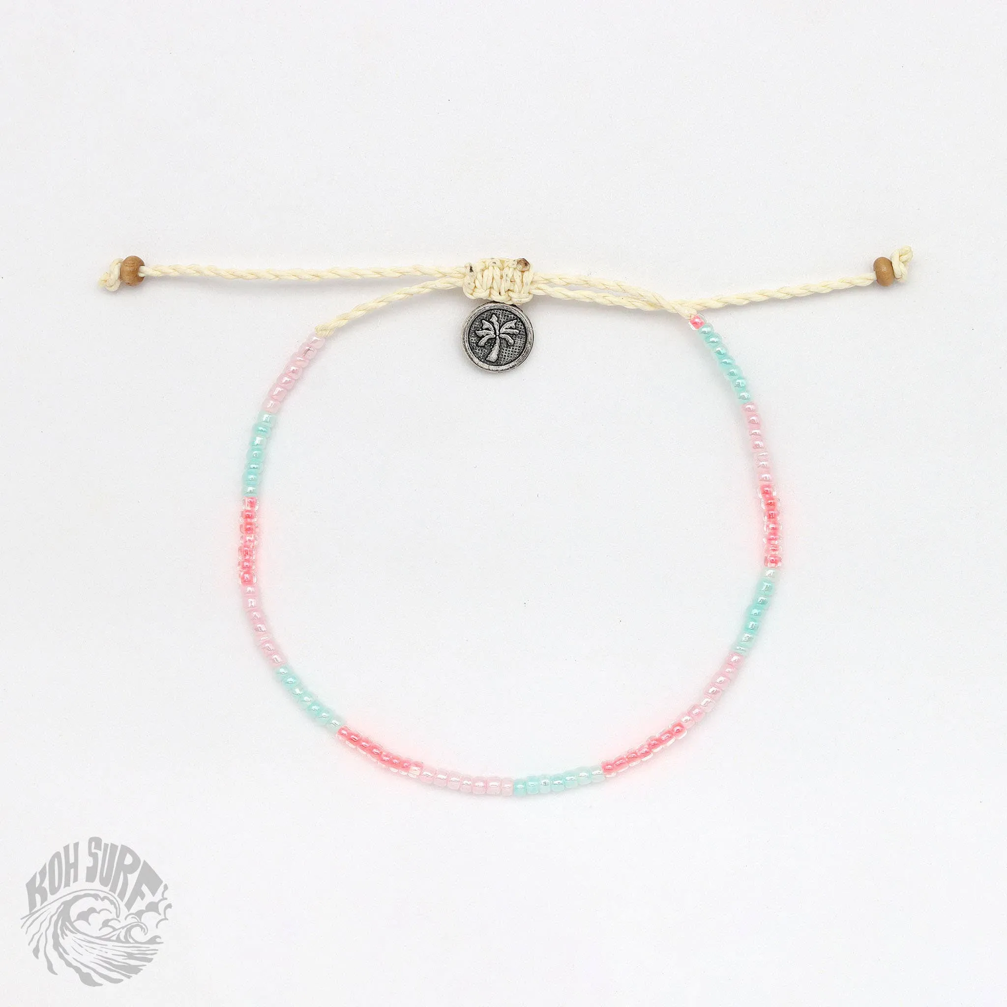 Pineapple Island -  Alila Dainty Beaded Anklet, Beach Anklet by Koh Surf: Pink