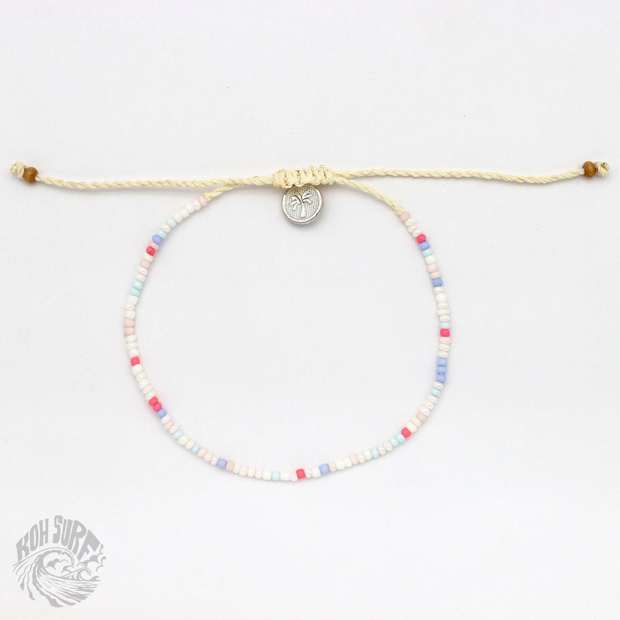 Pineapple Island -  Alila Dainty Beaded Anklet, Beach Anklet by Koh Surf: Pink