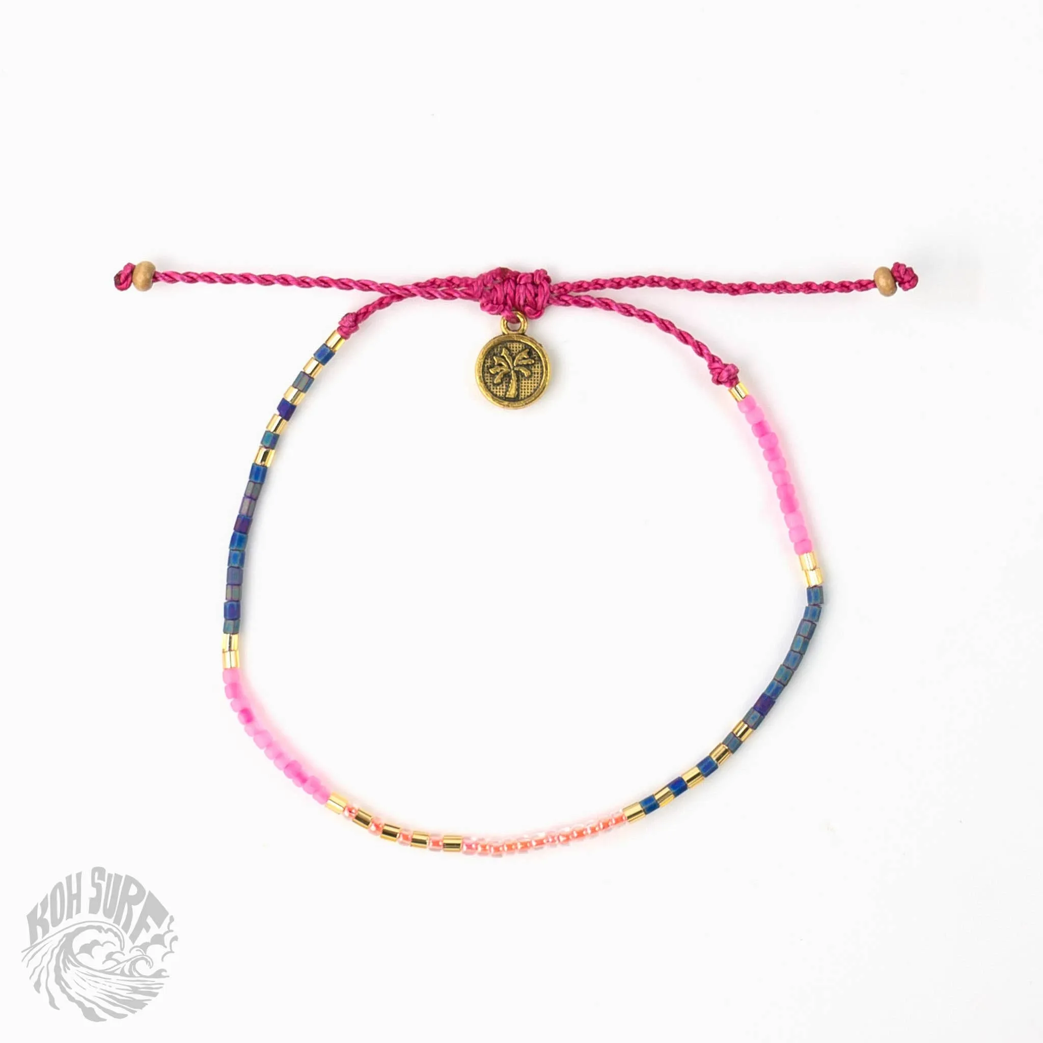 Pineapple Island -  Alila Dainty Beaded Anklet, Beach Anklet by Koh Surf: Pink