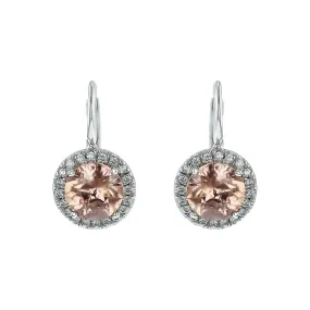 Pink Zircon and Diamond Earrings