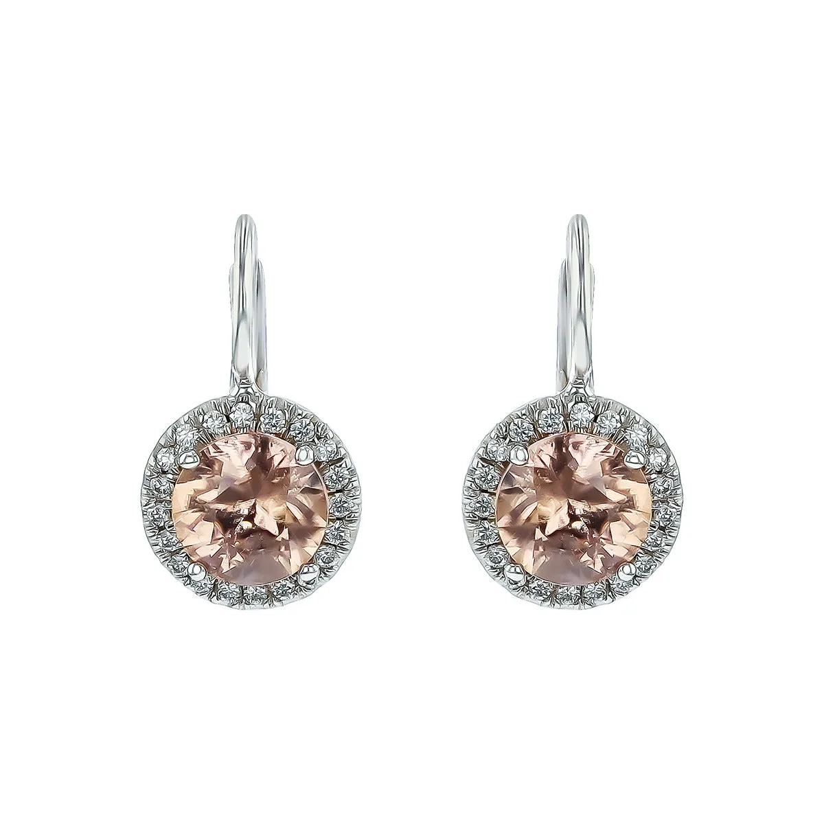 Pink Zircon and Diamond Earrings