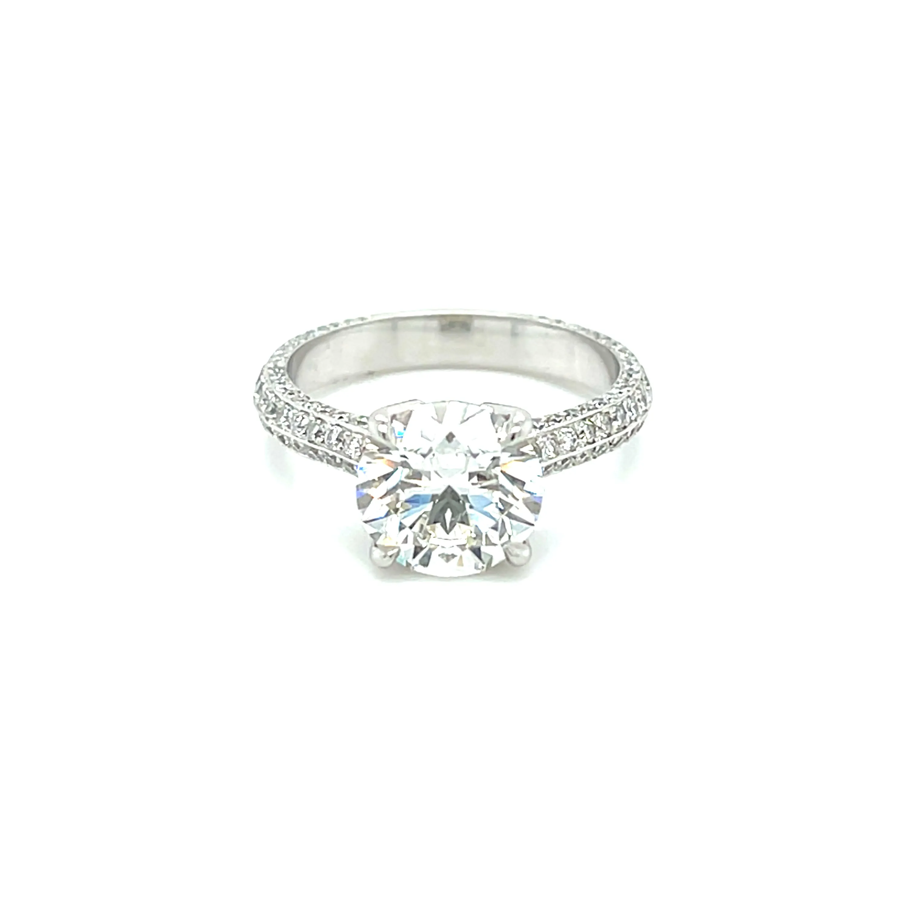 Platinum 2.52ct Round Brilliant Cut Pave Diamond Ring