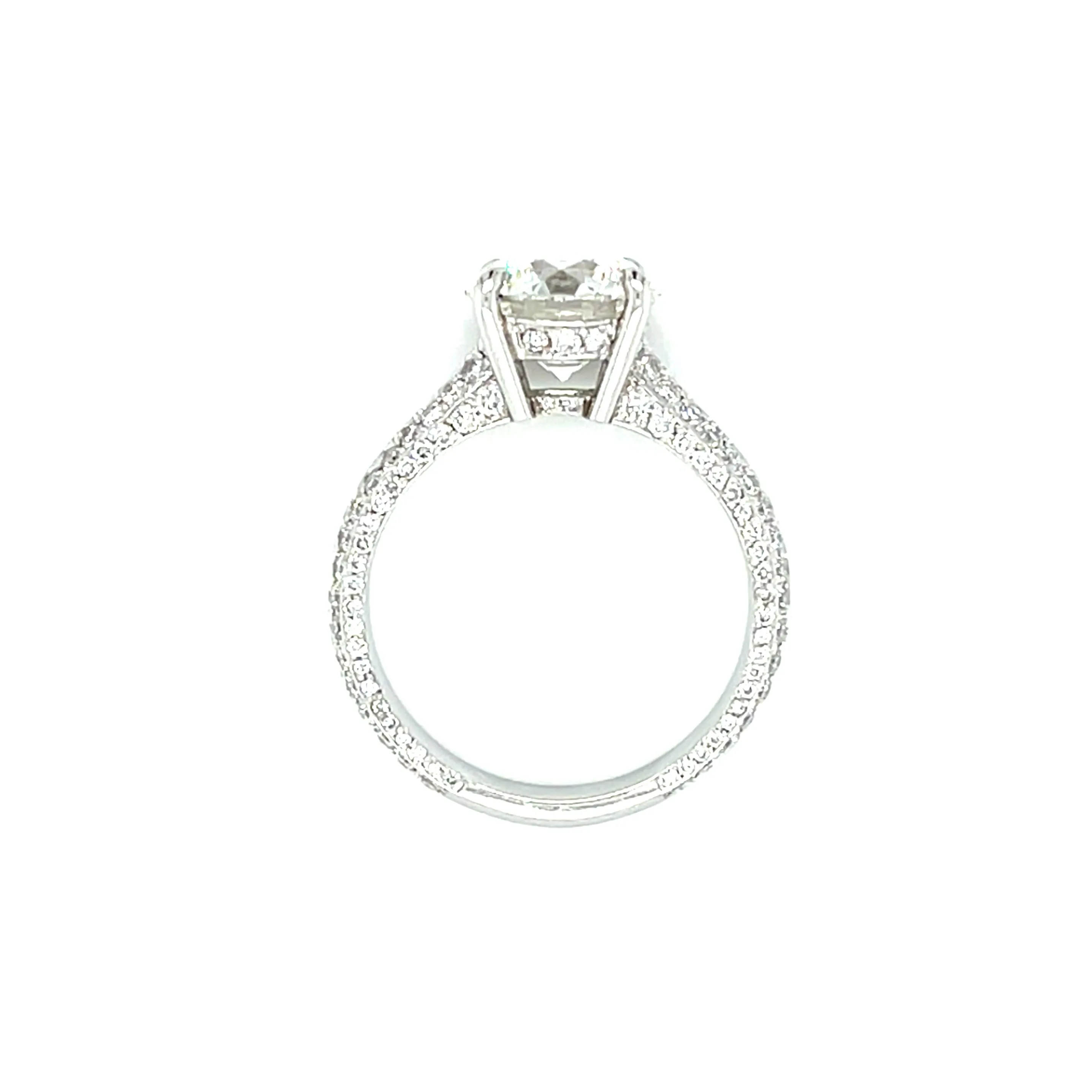 Platinum 2.52ct Round Brilliant Cut Pave Diamond Ring