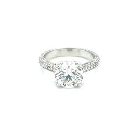 Platinum 2.52ct Round Brilliant Cut Pave Diamond Ring