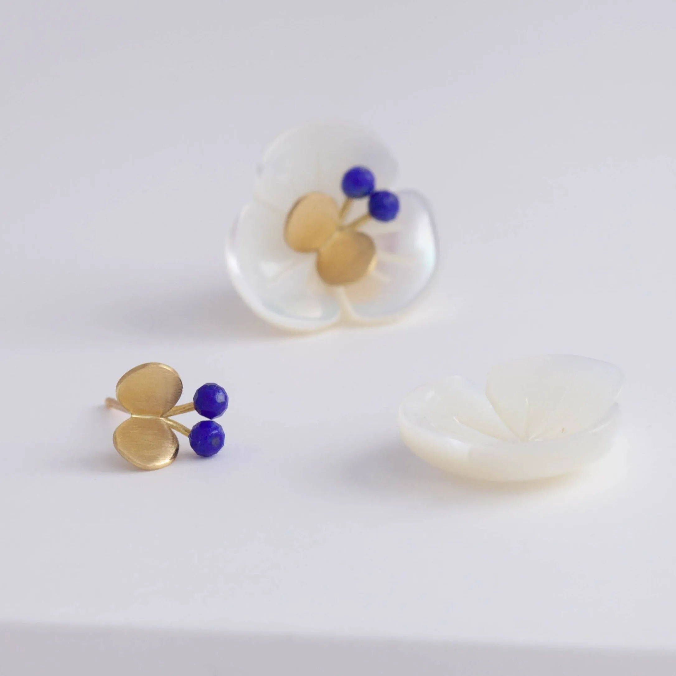 Plum flower lapis lazuli butterfly earrings