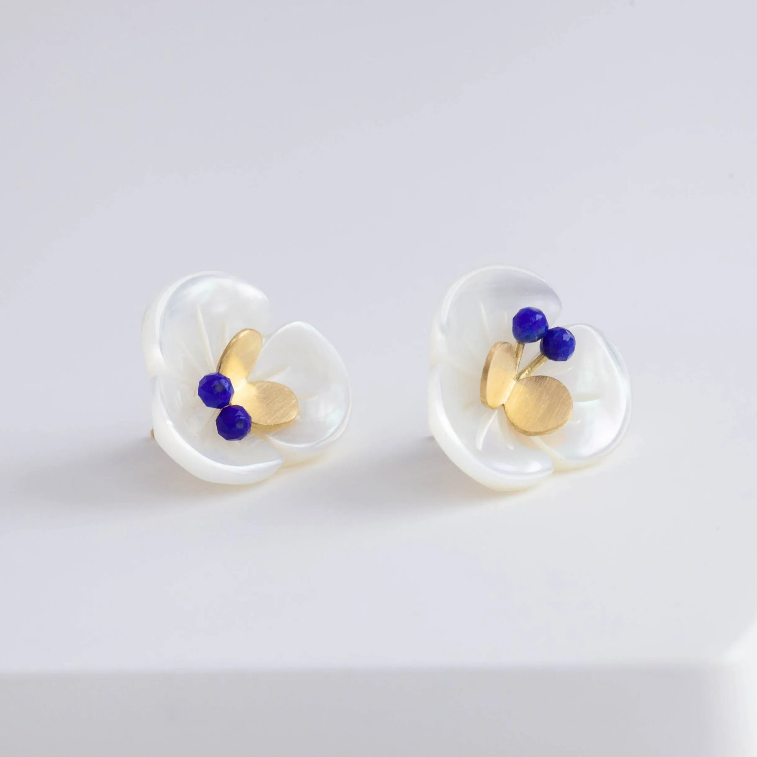 Plum flower lapis lazuli butterfly earrings