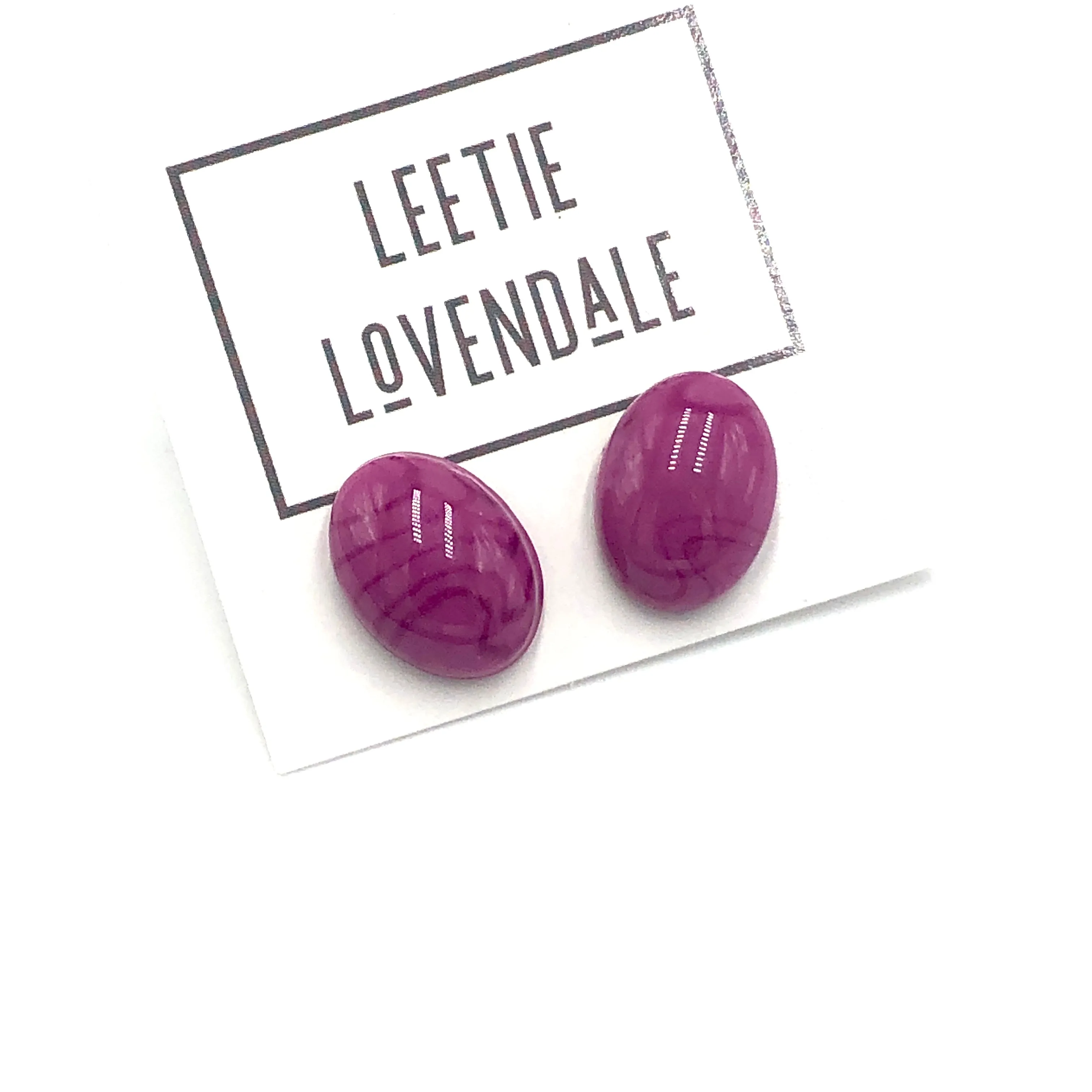 Plum Violet Oval Stud Earrings