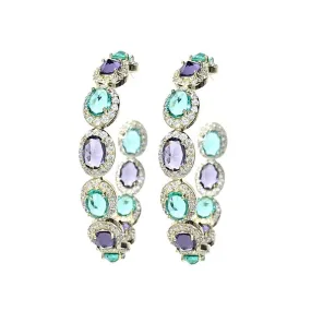 Pre Order:  Large Colorful Micropaved Zircon Hoop Earrings