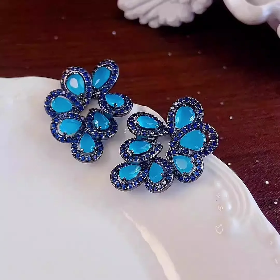 Pre Order:  Water Drop Petals Diamond Stud Earrings