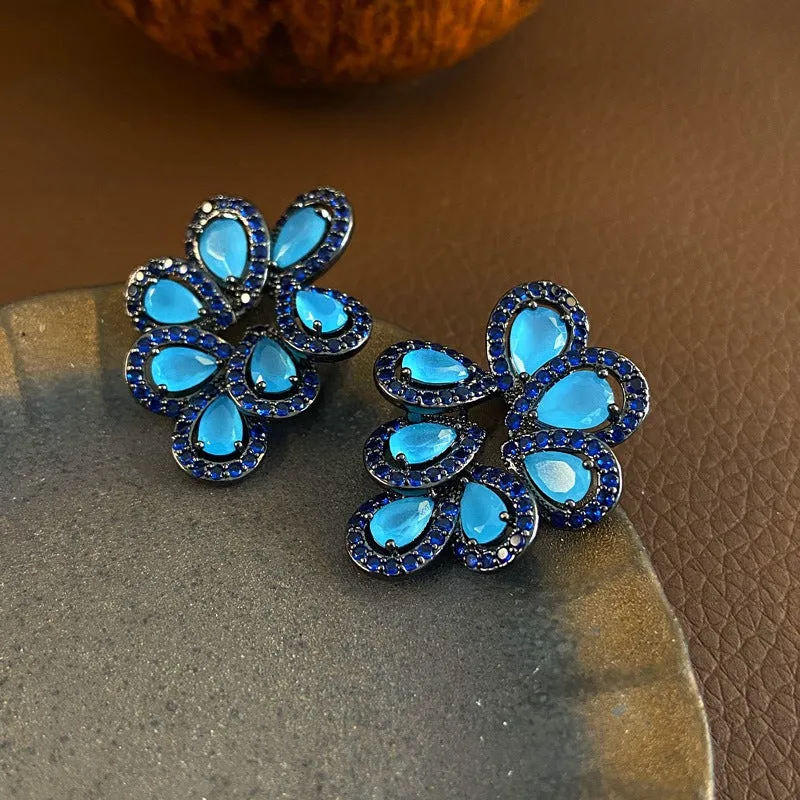 Pre Order:  Water Drop Petals Diamond Stud Earrings