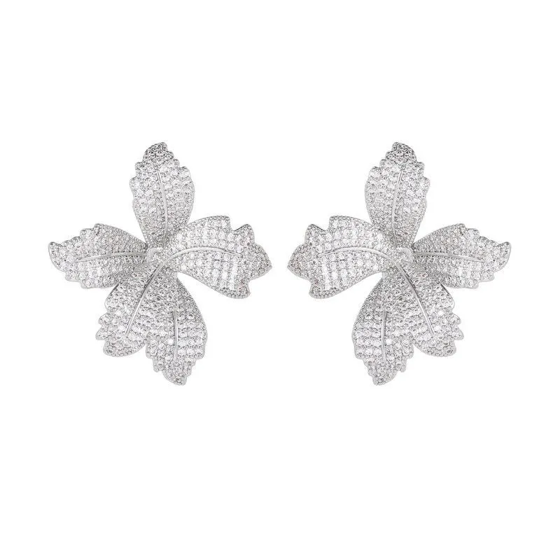 Pre Order:  Zircon Blooming Lily Flower Earrings