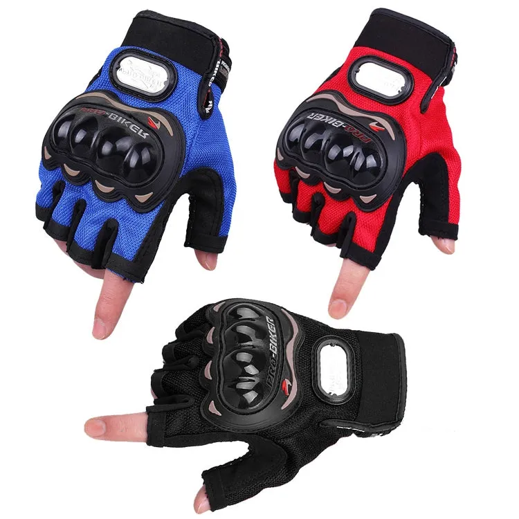 PRO-BIKER PRO01C Outdoor Cycling Glove Motorcycle Anti-Drop Safety Protection Half-Finger Glove, Specification: M(Black)