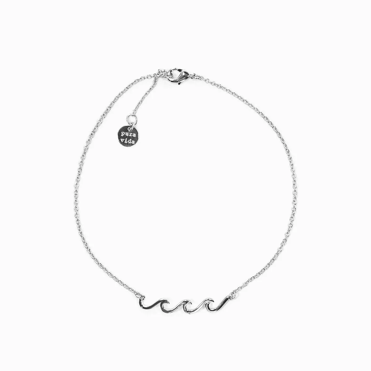 Pura Vida Anklet Delicate Wave Silver One Size