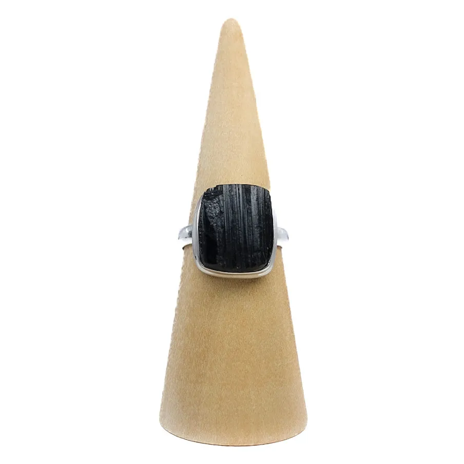 Raw Black Tourmaline Ring