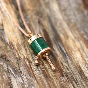 RealJade® "Buddist Prayer wheel" 18k Rose Gold Genuine Burmese Jadeite Jade Pendant Necklace - Buddha Dharma - Jade Jewelry