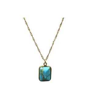 Rectangular Semi Precious Stone Necklace: Turquoise (NCP7080TQ)