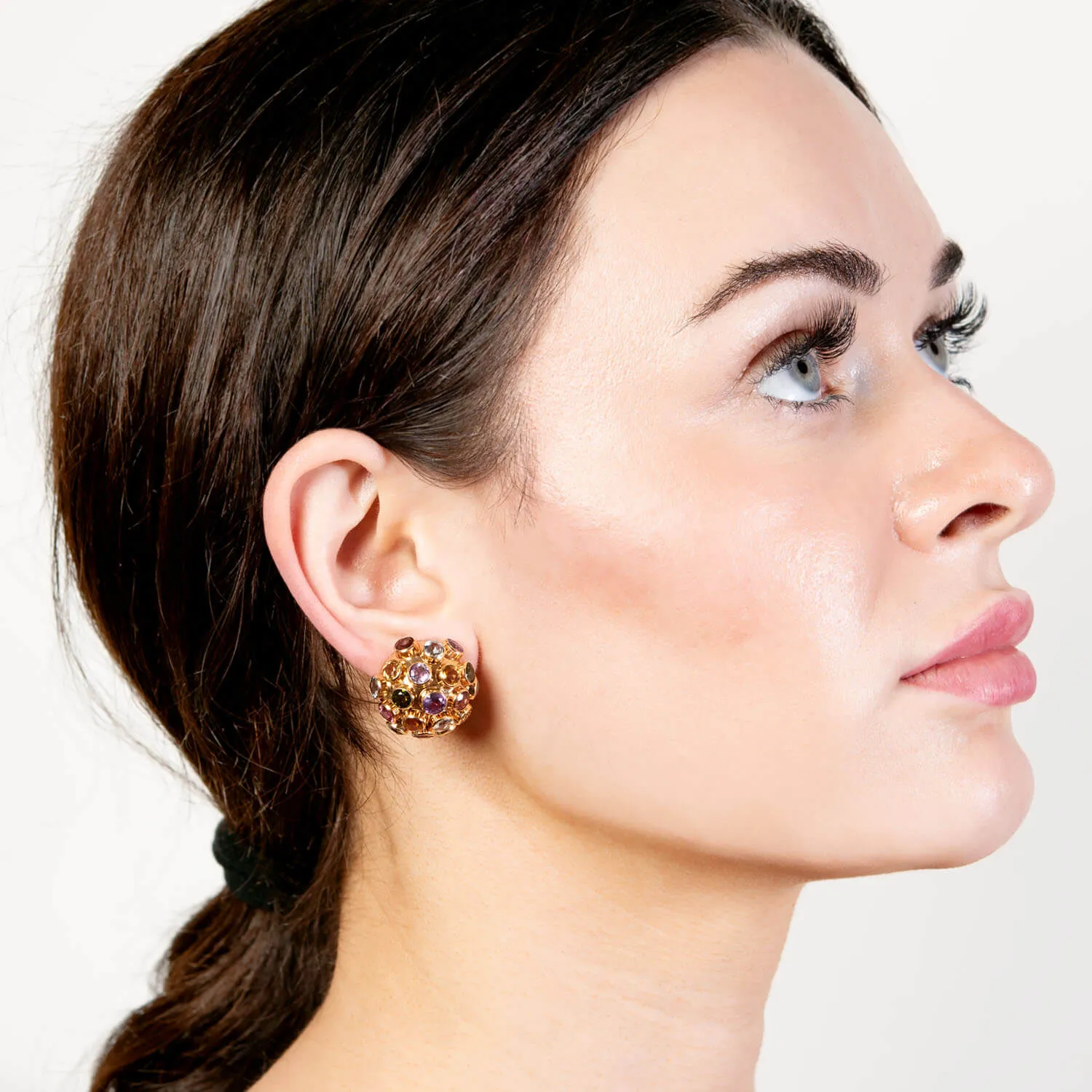 Retro 18k Multi Stone Sputnik Earrings