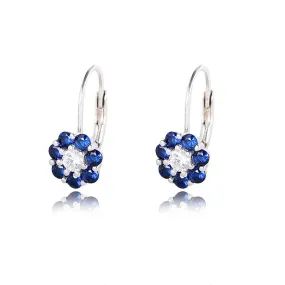 Retro Colourful Zircon Flower Silver Studs Earrings for Women