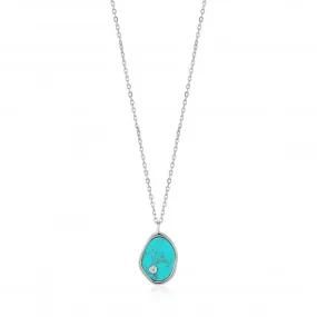 Rhodium Tidal Turquoise Necklace N027-01H