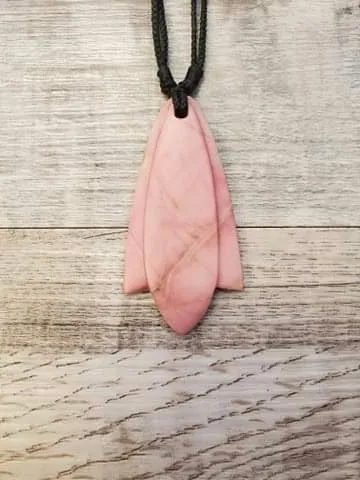 Rhodonite Fan Pendant - made in Jade City