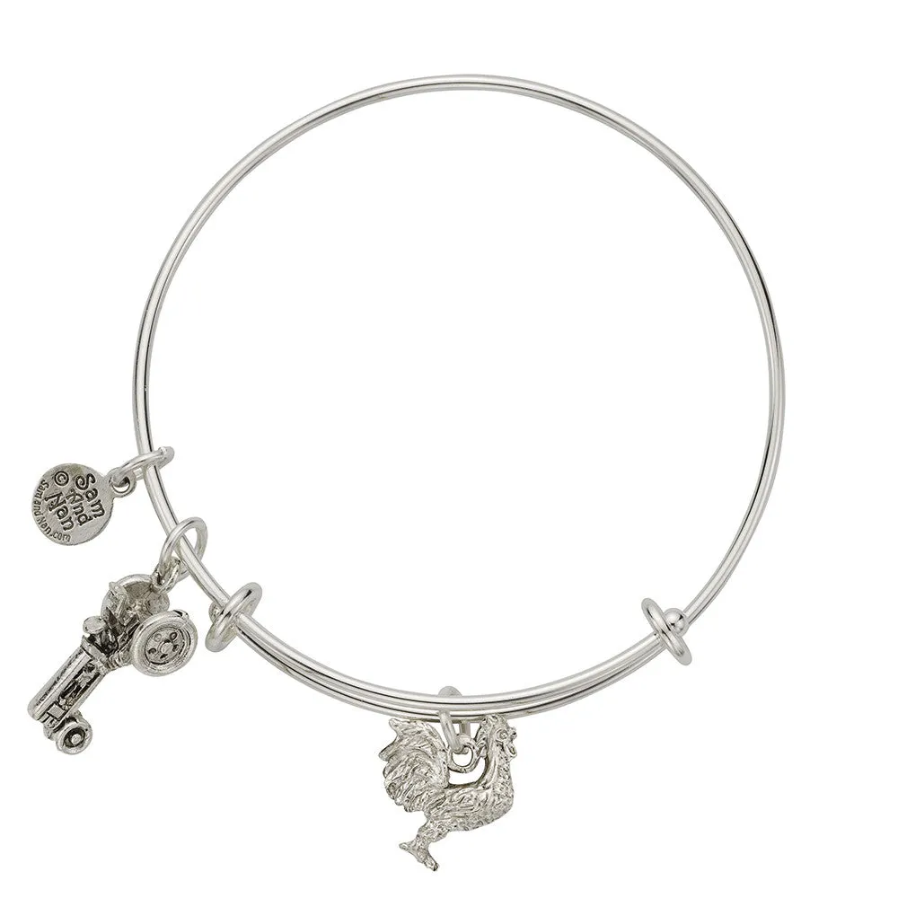 Rooster Charm Bangle Bracelet